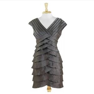 New Adrianna Papell Brown Shimmer Tiered Dress